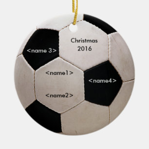 Black and White Ocer Ball med namn Julgransprydnad Keramik