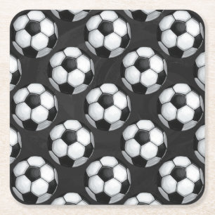 Black and White Ocer Ball Mönster Underlägg Papper Kvadrat