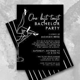 Black and White One Last Toast Martini Bachelor Inbjudningar