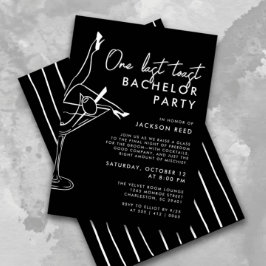 Black and White One Last Toast Martini Bachelor Inbjudningar