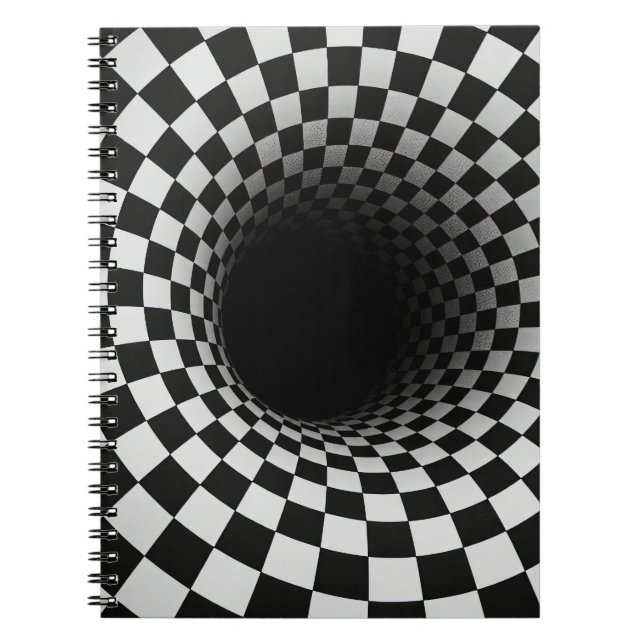 Black and White Optical Illusion Tunnel Anteckningsbok (Framsidan)