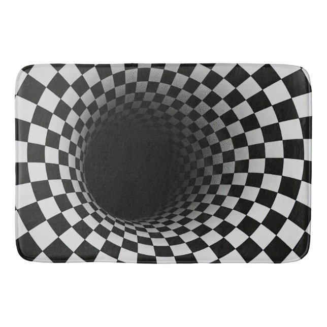Black and White Optical Illusion Tunnel Badrumsmatta (Framsidan)