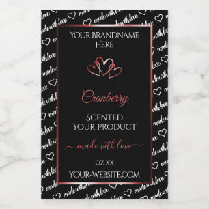 Black and White Ord Cloud Product Label Red Heart Mat Etikett