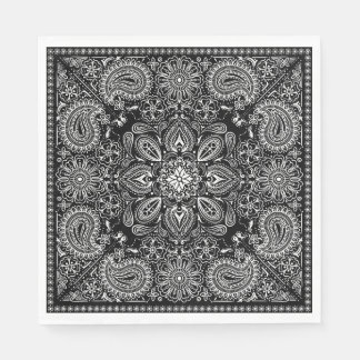 Black and White Ornate Bandana Pappersservett
