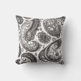 Black and White Paisley Elegance Kudde