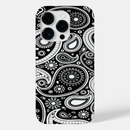 Black and White Paisley iPhone 14 Pro Fodral