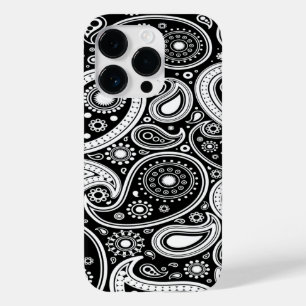 Black and White Paisley iPhone 14 Pro Fodral