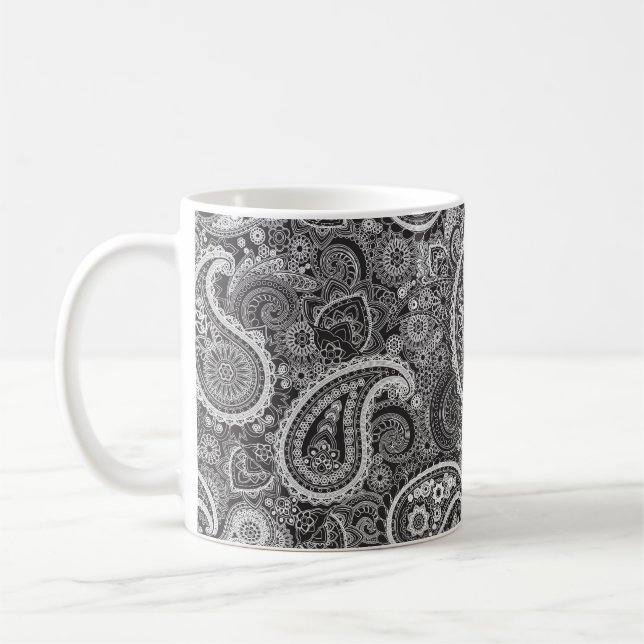 Black and White Paisley Kaffemugg (Vänster)