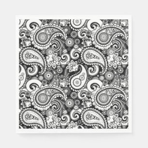 Black and White Paisley Mönster Pappersservett