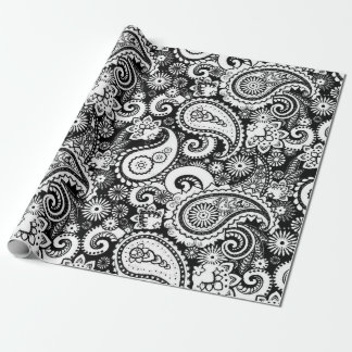 Black and White Paisley Mönster Presentpapper