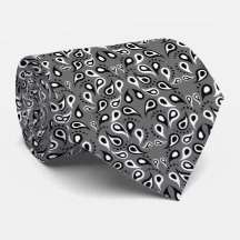 Black and White Paisley Tie