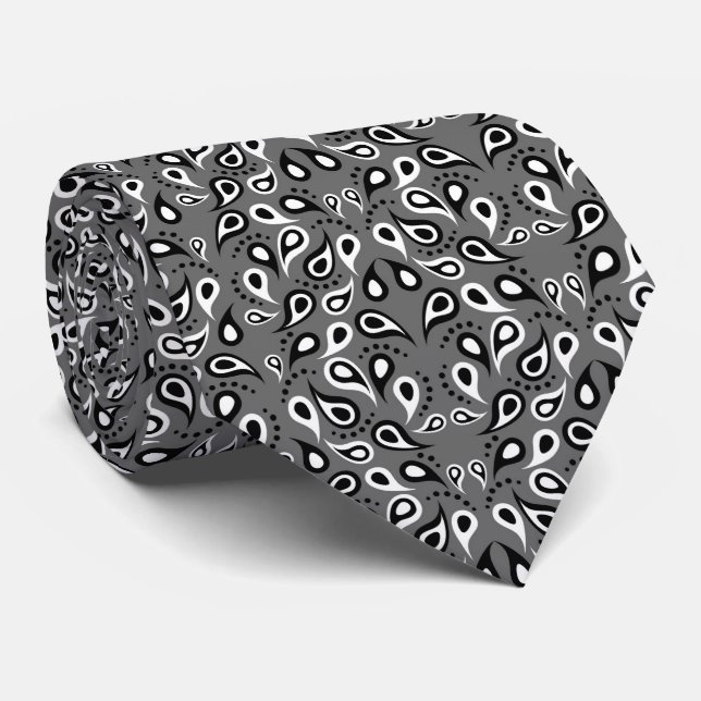 Black and White Paisley Tie Slips (Rullad)