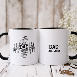 Black and White Pappa Typography Ord Cloud Mugg