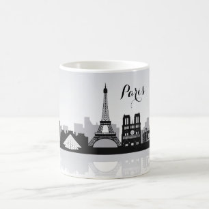 Black and White Paris Skyline Kaffemugg