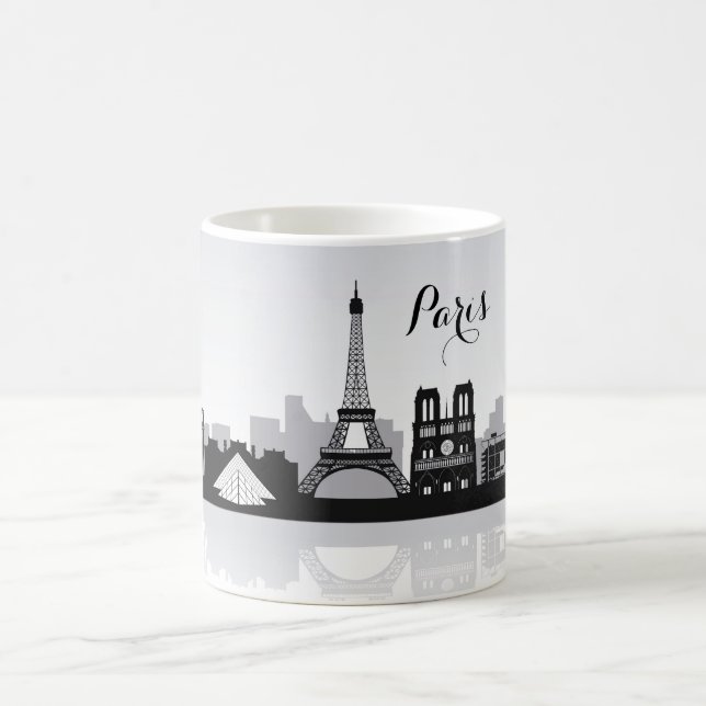 Black and White Paris Skyline Kaffemugg (Center)