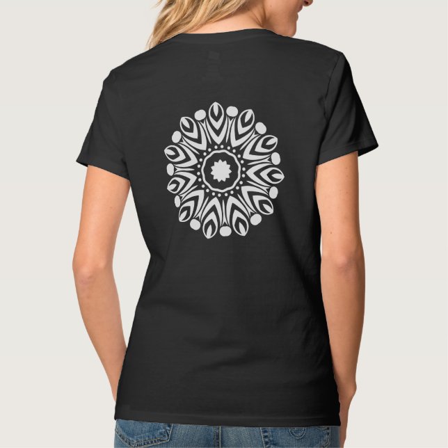 Black and white Patren för Söt kvinna T Shirt (Baksida)