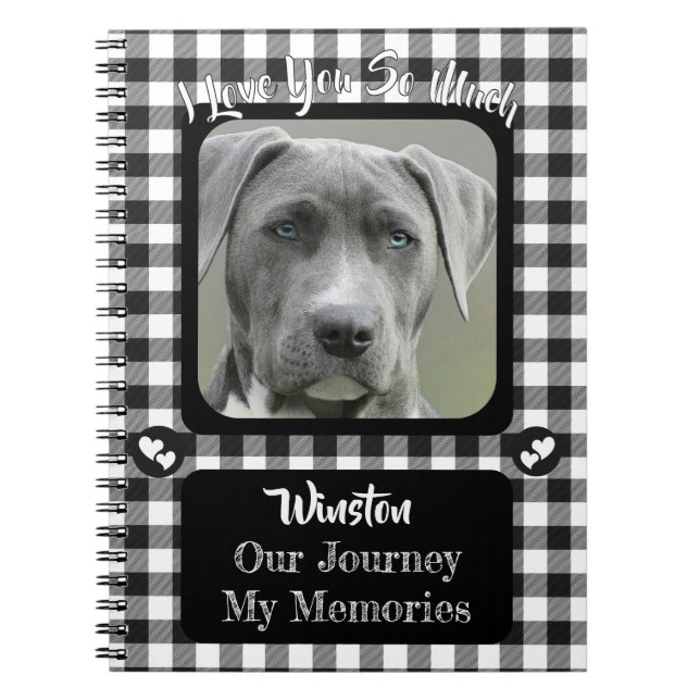 Black and White Pattern Pet Photo Memorial Journal Anteckningsbok (Framsidan)