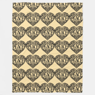 BLACK AND WHITE PEACE HEART FLEECEFILT