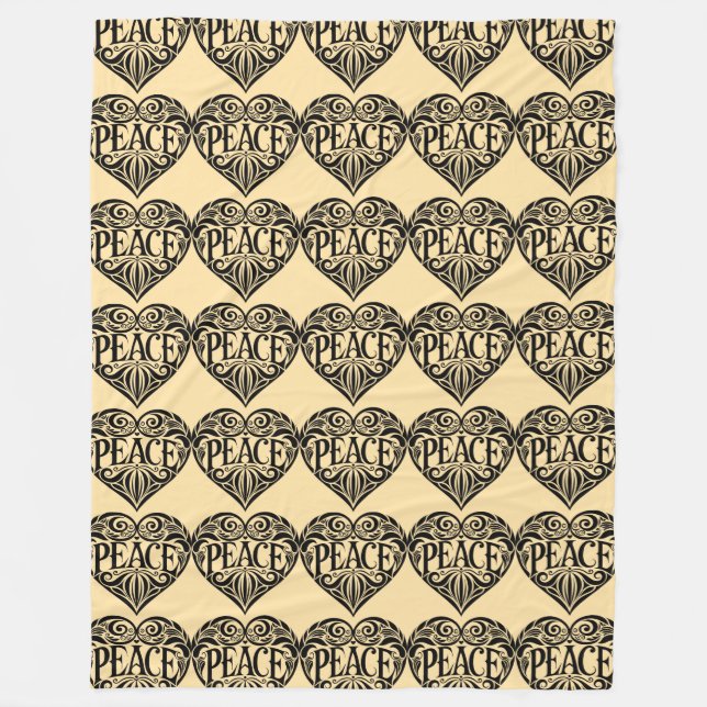 BLACK AND WHITE PEACE HEART FLEECEFILT (Framsidan)