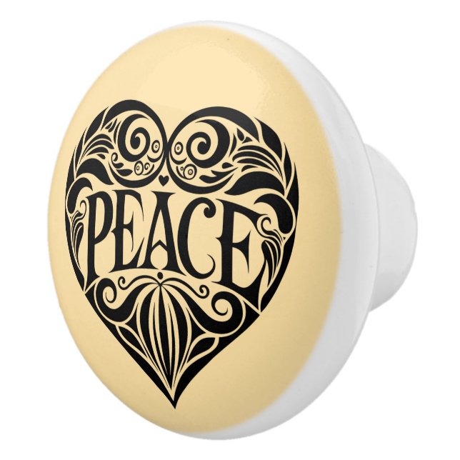 BLACK AND WHITE PEACE HEART KNOPP (Höger)