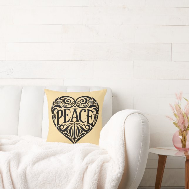 BLACK AND WHITE PEACE HEART KUDDE (Soffa)