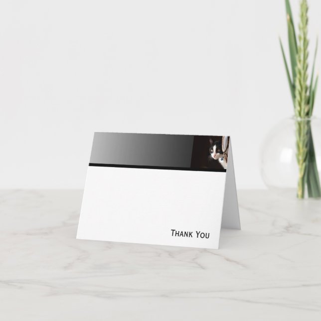 Black and White Peekaboo Cat Tack Kort (Framsida)