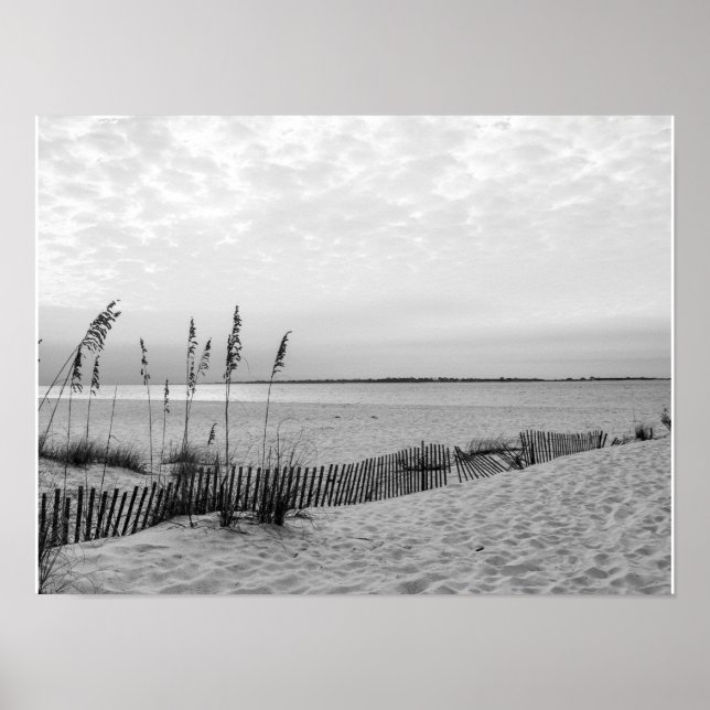 Black and White Pensacola Beach Poster (Framsidan)