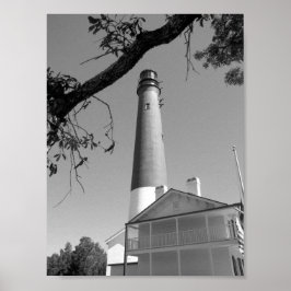Black and White Pensacola Lighthouse Poster