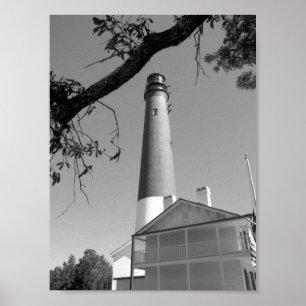 Black and White Pensacola Lighthouse Poster