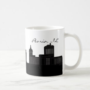 Black and White Peoria, Illinois Skyline Kaffemugg