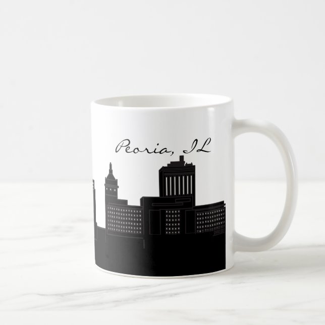 Black and White Peoria, Illinois Skyline Kaffemugg (Höger)