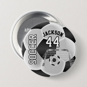 Black and White Personalize Fotboll Knapp