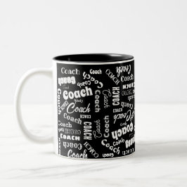 Black and White Personlig Coach Gift Namn Art Två-Tonad Mugg