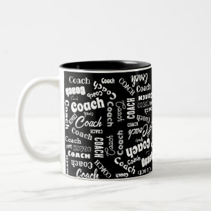 Black and White Personlig Coach Gift Namn Art Två-Tonad Mugg