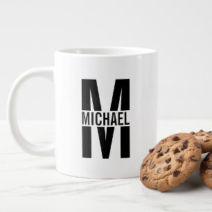 Black and White Personlig Monogram och Namn Gia Jumbo Mugg