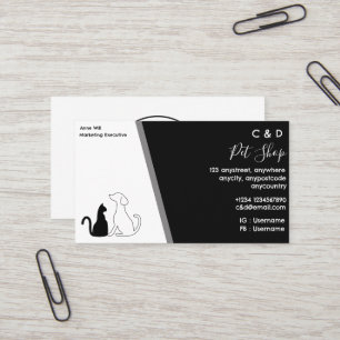Black and White Pet Shop Visitkort