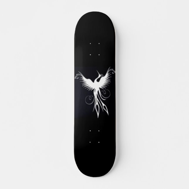 Black and White Phoenix Skate Board by Brow Bird (Framsida)
