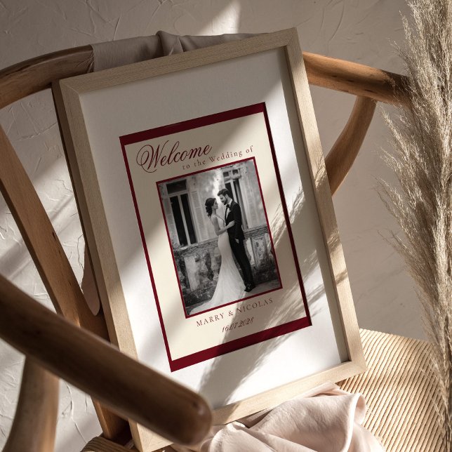 Black and White Photo Old Money Wedding Welcome Poster (Skapare uppladdad)