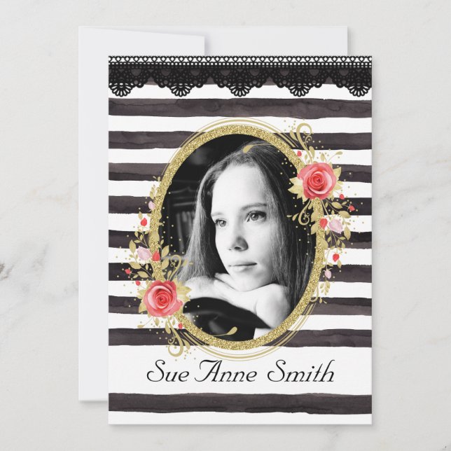 Black and White Photo Studenten Open House Inbjudningar (Framsida)