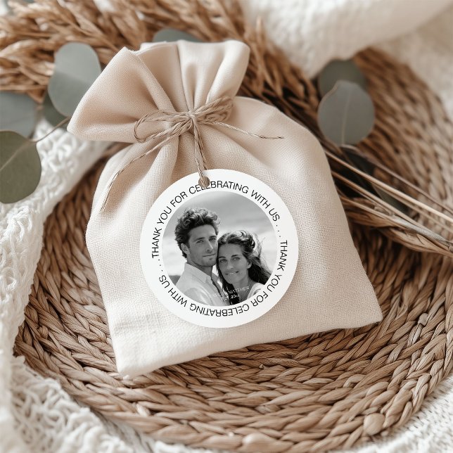 Black and White Photo Thank You Gåvor Etiketter (Skapare uppladdad)