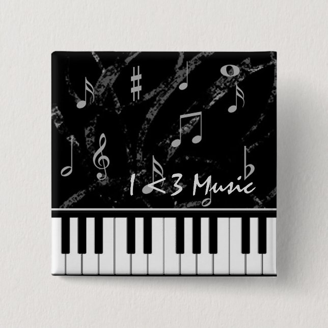 Black and White Piano Music Button Knapp (Framsida)
