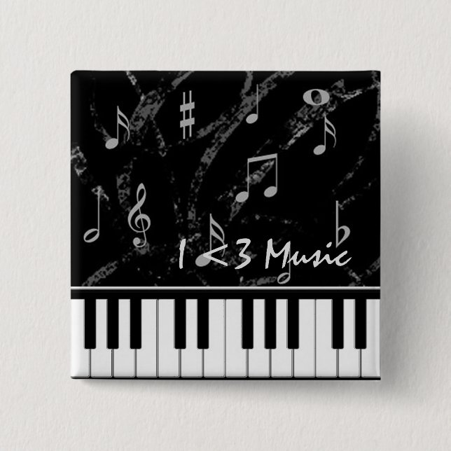 Black and White Piano Music Button Knapp (Framsida)