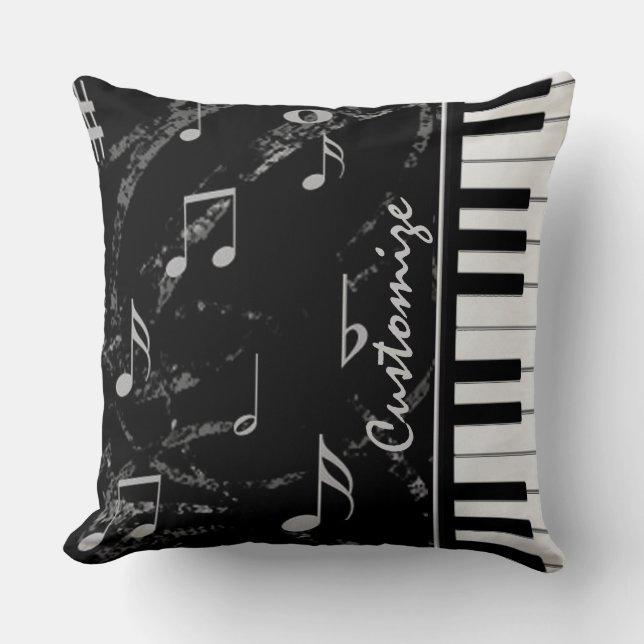 Black and White Piano Music Dekorativ kudde (Framsida)