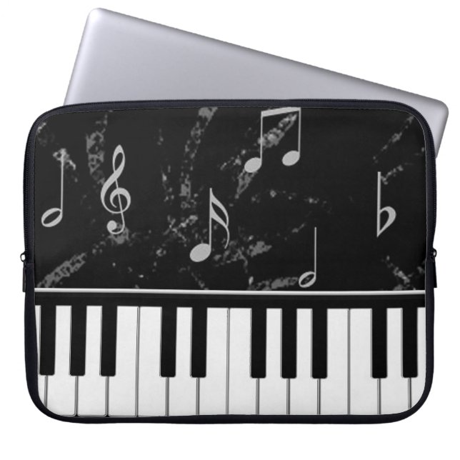 Black and White Piano Music Laptop sleeve (Framsidan)