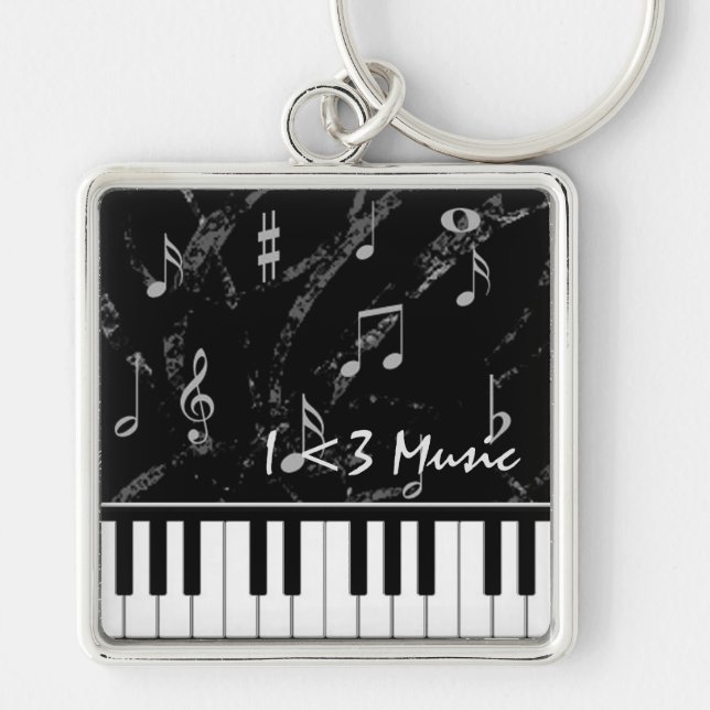 Black and White Piano Music Nyckelring (Framsidan)