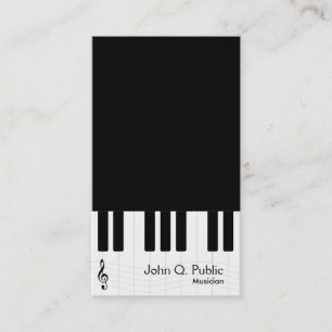 Black and White Piano Musician Visitkort