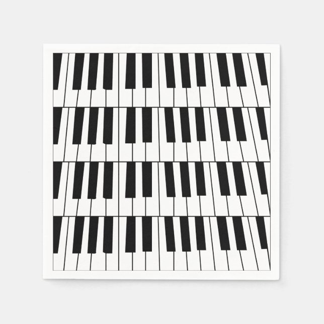 Black and White Piano Nycklar Pianist Musician Par Pappersservett (Framsidan)