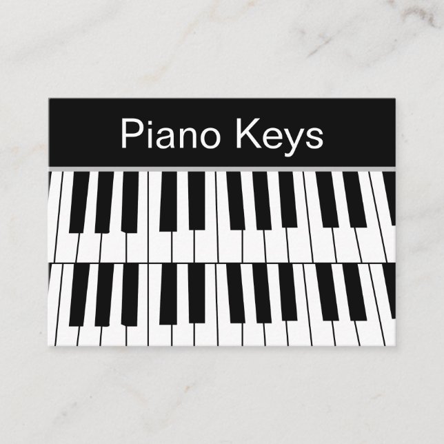 Black and White Piano Nycklar Pianist Musician Visitkort (Framsida)