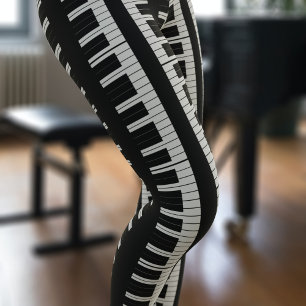 Black and White Piano Tangentbord Pianist Musician Leggings