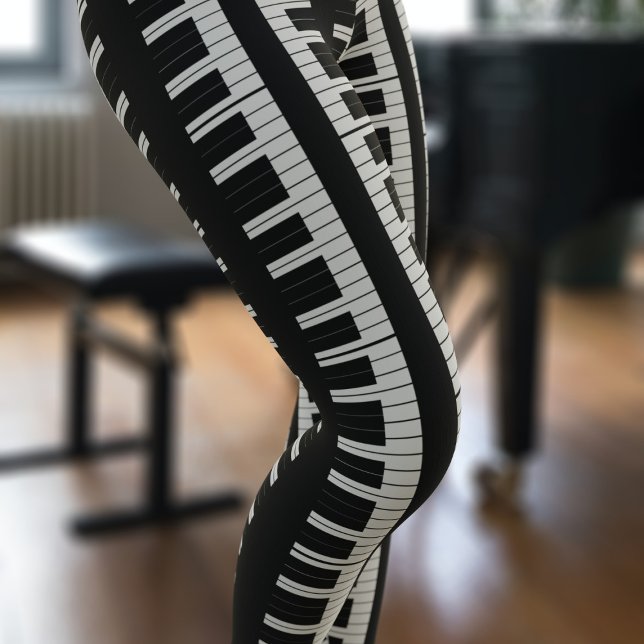 Black and White Piano Tangentbord Pianist Musician Leggings (Comfy leggings to wear when you're playing a piano)